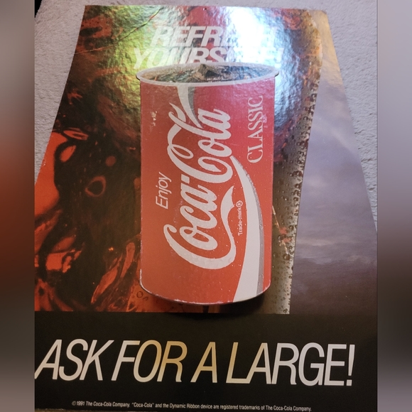 Vintage Coca-Cola Refresh Yourself! 3D Cardboard Advertising Display Poster - Picture 7 of 12